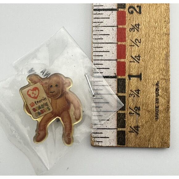 TY Pin Bongo The Monkey Teenie Beanie Babies McDonalds Crew Advertise Promo Vtg - Picture 3 of 3